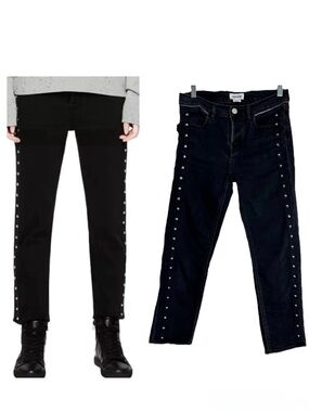 Zadig & Voltaire Elios Spikes Boyfriend Jeans in Black Size 24 Studded